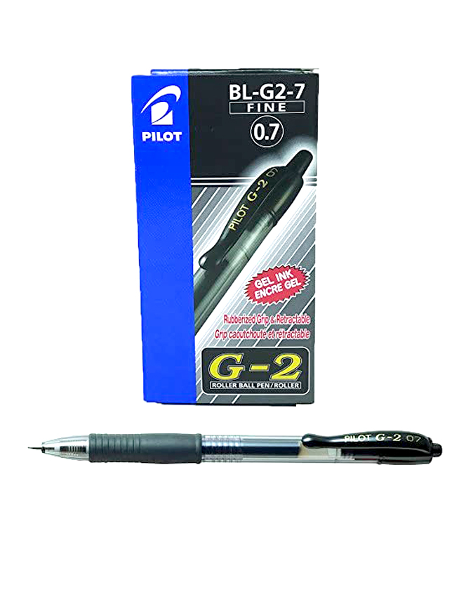 Pilot G2 07 Black Fine Retractable Gel Ink Pen Rollerball 0.7mm 10pcs