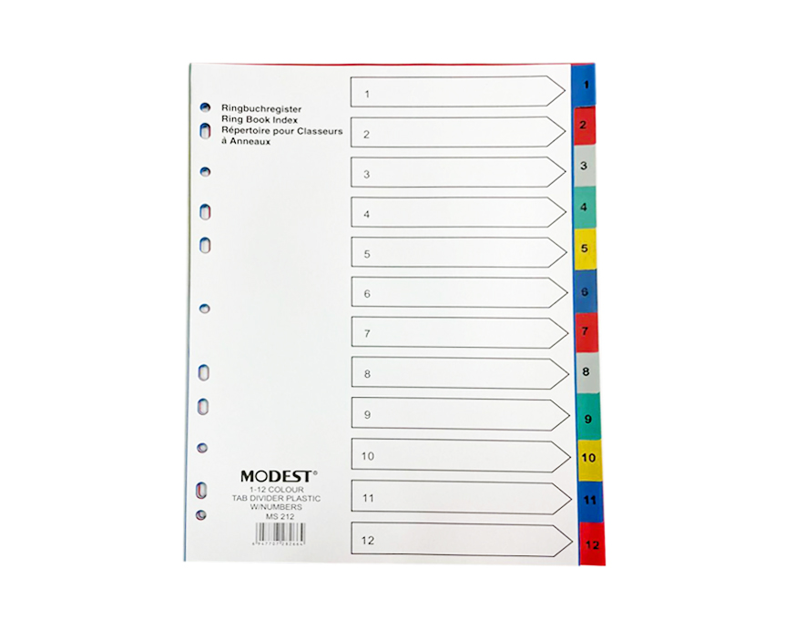 Modest Divider A4 1 To 20 Color MS 220 | Dividers & Spine Labels ...